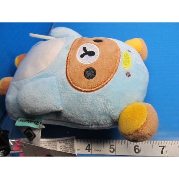 Rilakkuma Plush Brown Bear In Blue Penguin Suit W/ Surf Board w/Tag 7" - Picture 6 of 6